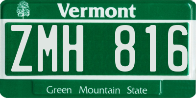 VT license plate ZMH816