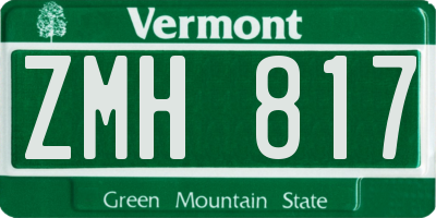 VT license plate ZMH817