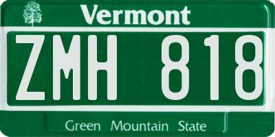 VT license plate ZMH818