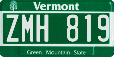 VT license plate ZMH819