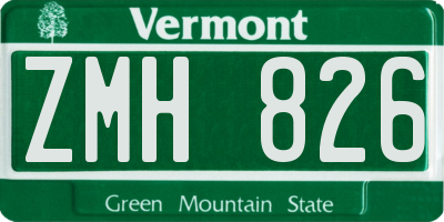 VT license plate ZMH826