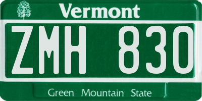 VT license plate ZMH830