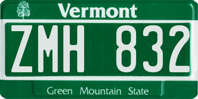 VT license plate ZMH832
