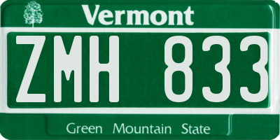 VT license plate ZMH833