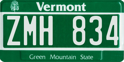 VT license plate ZMH834