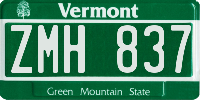 VT license plate ZMH837