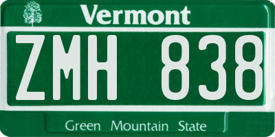VT license plate ZMH838