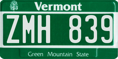 VT license plate ZMH839