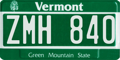 VT license plate ZMH840
