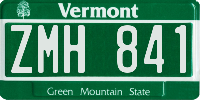 VT license plate ZMH841
