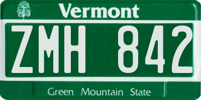 VT license plate ZMH842