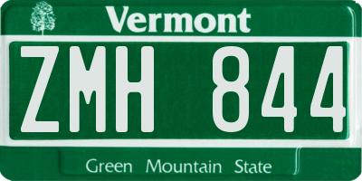 VT license plate ZMH844