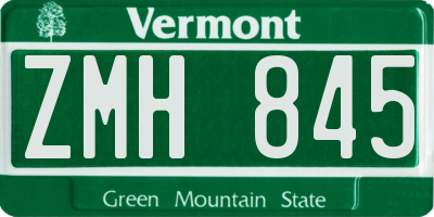 VT license plate ZMH845