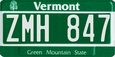 VT license plate ZMH847