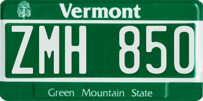 VT license plate ZMH850