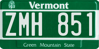 VT license plate ZMH851