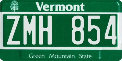 VT license plate ZMH854
