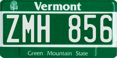 VT license plate ZMH856
