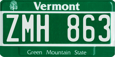 VT license plate ZMH863