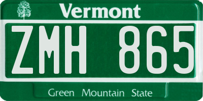 VT license plate ZMH865