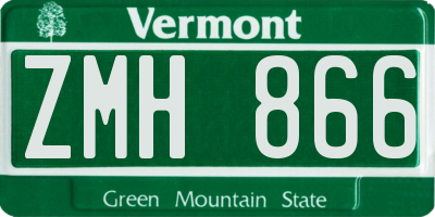 VT license plate ZMH866