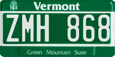 VT license plate ZMH868