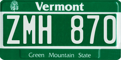 VT license plate ZMH870