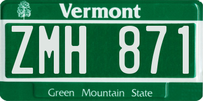 VT license plate ZMH871