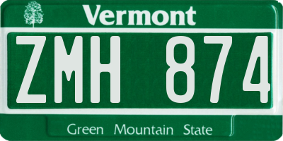 VT license plate ZMH874