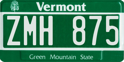 VT license plate ZMH875