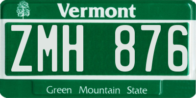 VT license plate ZMH876