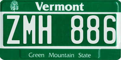 VT license plate ZMH886