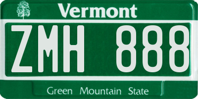VT license plate ZMH888
