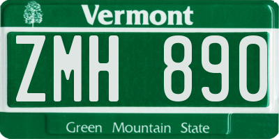VT license plate ZMH890