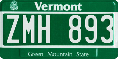 VT license plate ZMH893
