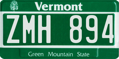 VT license plate ZMH894