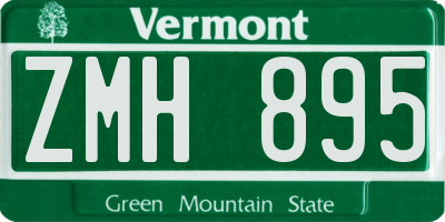 VT license plate ZMH895