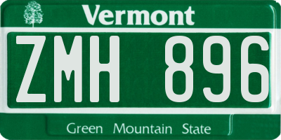 VT license plate ZMH896