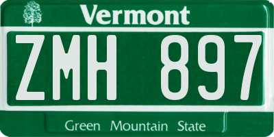 VT license plate ZMH897