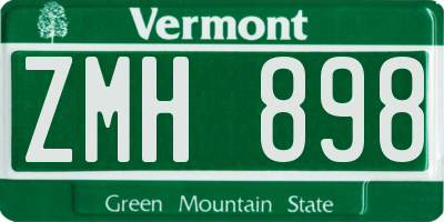 VT license plate ZMH898