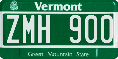 VT license plate ZMH900