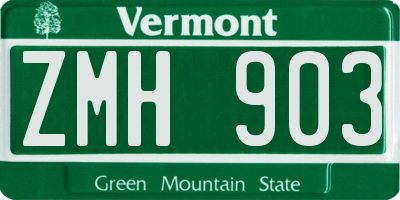 VT license plate ZMH903
