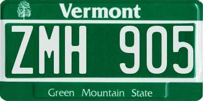 VT license plate ZMH905