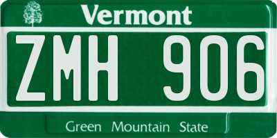 VT license plate ZMH906