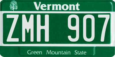 VT license plate ZMH907