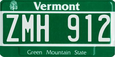 VT license plate ZMH912