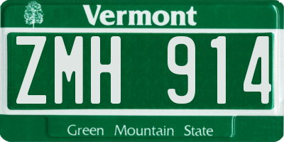 VT license plate ZMH914