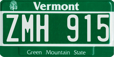 VT license plate ZMH915