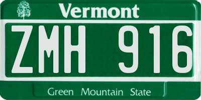 VT license plate ZMH916