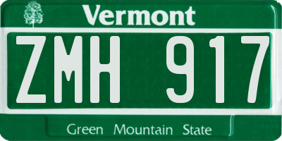 VT license plate ZMH917
